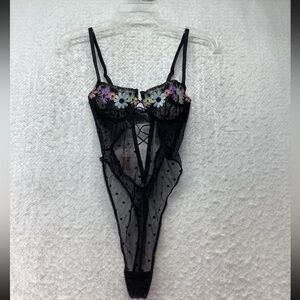 Savage X Fenty Black Floral Lace Lingerie NWT